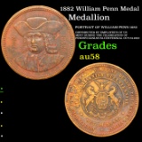 1882 William Penn Medal Grades Choice AU/BU Slider