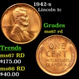 1942-s Lincoln Cent 1c Grades GEM++ Unc RD