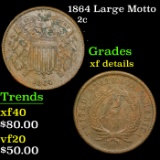 1864 Large Motto Two Cent Piece 2c Grades xf details