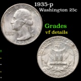 1935-p Washington Quarter 25c Grades vf details