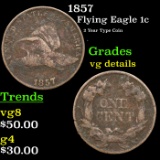 1857 Flying Eagle Cent 1c Grades vg details