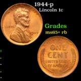 1944-p Lincoln Cent 1c Grades Gem+ Unc RB