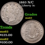 1883 N/C Liberty Nickel 5c Grades Select Unc