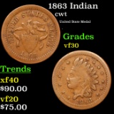 1863 Indian Civil War Token 1c Grades vf++