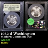 1982-d Washington Modern Commem Half Dollar 50c Graded ms69  By USCG