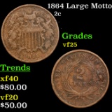 1864 Large Motto Two Cent Piece 2c Grades vf+