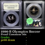 Proof 1996-S Olympics Soccer Modern Commem Half Dollar 50c Graded GEM++ Proof Deep Cameo By USCG