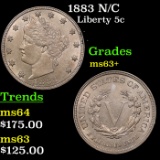 1883 N/C Liberty Nickel 5c Grades Select+ Unc