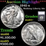 ***Auction Highlight*** 1941-s Walking Liberty Half Dollar 50c Graded ms65+ By SEGS (fc)