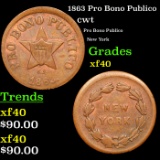 1863 Pro Bono Publico Civil War Token 1c Grades xf