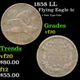 1858 LL Flying Eagle Cent 1c Grades vf, very fine