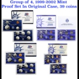 Group of 4 United States Mint Proof Sets 1999-2002 39 coins