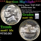 ***Auction Highlight*** 1944-p Jefferson Nickel Near TOP POP! 5c Graded ms67 5fs By SEGS (fc)