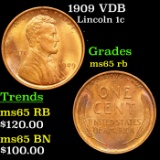 1909 VDB Lincoln Cent 1c Grades GEM Unc RB