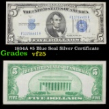 1934A $5 Blue Seal Silver Certificate Grades vf+