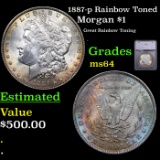 1887-p Morgan Dollar Rainbow Toned $1 Graded ms64 By SEGS