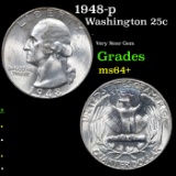 1948-p Washington Quarter 25c Grades Choice+ Unc