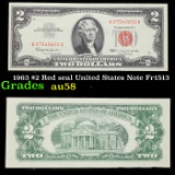 1963 $2 Red seal United States Note Fr1513 Grades Choice AU/BU Slider