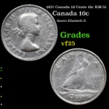 1957 Canada 10 Cents 10c KM-51 Grades vf+