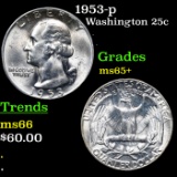 1953-p Washington Quarter 25c Grades GEM+ Unc