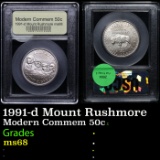 1991-d Mount Rushmore Modern Commem Half Dollar 50c Graded GEM+++ Unc By USCG