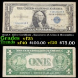 1935A $1 Silver Certificate, Signatures of Julian & Morgenthau Grades vf+