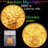 ***Auction Highlight*** 1897-s Gold Liberty Double Eagle $20 Graded ms63+ By SEGS (fc)