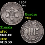 1852 Three Cent Silver 3cs Grades vf++