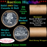 ***Auction Highlight*** Full Roll of Silver 1963 Canadian Dollar with Queen Elizabeth II, 20 Coins i