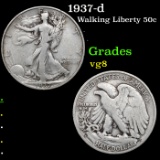 1937-d Walking Liberty Half Dollar 50c Grades vg, very good