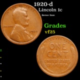 1920-d Lincoln Cent 1c Grades vf+