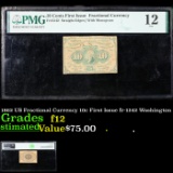 1862 US Fractional Currency 10c First Issue fr-1242 Washington Graded  f12 By PMG