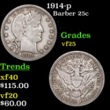 1914-p Barber Quarter 25c Grades vf+