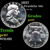 Proof 1957 Franklin Half Dollar   50c Grades GEM++ Proof