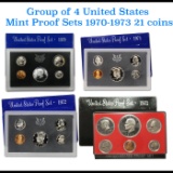 Group of 4 United States Mint Proof Sets 1970-1973 21 coins