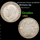 1931 Britain 6 Pence 6p KM-832 Grades vf+