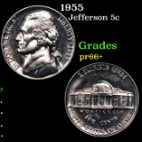 Proof 1955 Jefferson Nickel 5c Grades GEM++ Proof