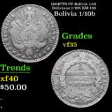 1864PTS FP Bolivia 1/10 Boliviano 1/10b KM-150 Grades vf++