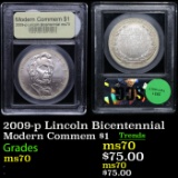 2009-p Lincoln Bicentennial Modern Commem Dollar $1 Graded ms70, Perfection By USCG