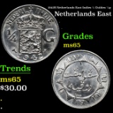 1942S Netherlands East Indies 1/4 Gulden 1/4g Grades GEM Unc