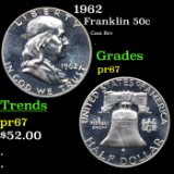 Proof 1962 Franklin Half Dollar 50c Grades GEM++ Proof