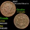 1847 13 Stars Braided Hair Large Cent 1c Grades vf details