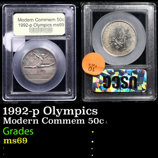 1992-p Olympics Modern Commem Half Dollar 50c Graded ms69 BY USCG