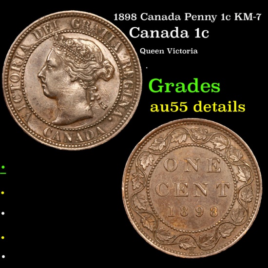 1898 Canada Penny 1c KM-7 Grades AU Details