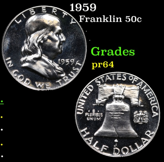 Proof 1959 Franklin Half Dollar 50c Grades Choice Proof