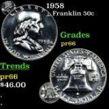 Proof 1958 Franklin Half Dollar 50c Grades GEM+ Proof
