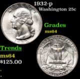 1932-p Washington Quarter 25c Grades Choice Unc