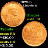1929-p Lincoln Cent 1c Grades Gem+ Unc RD