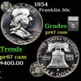 Proof 1954 Franklin Half Dollar 50c Graded pr67 cam By SEGS