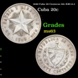 1949 Cuba 20 Centavos 20c KM-13.2 Grades Select Unc